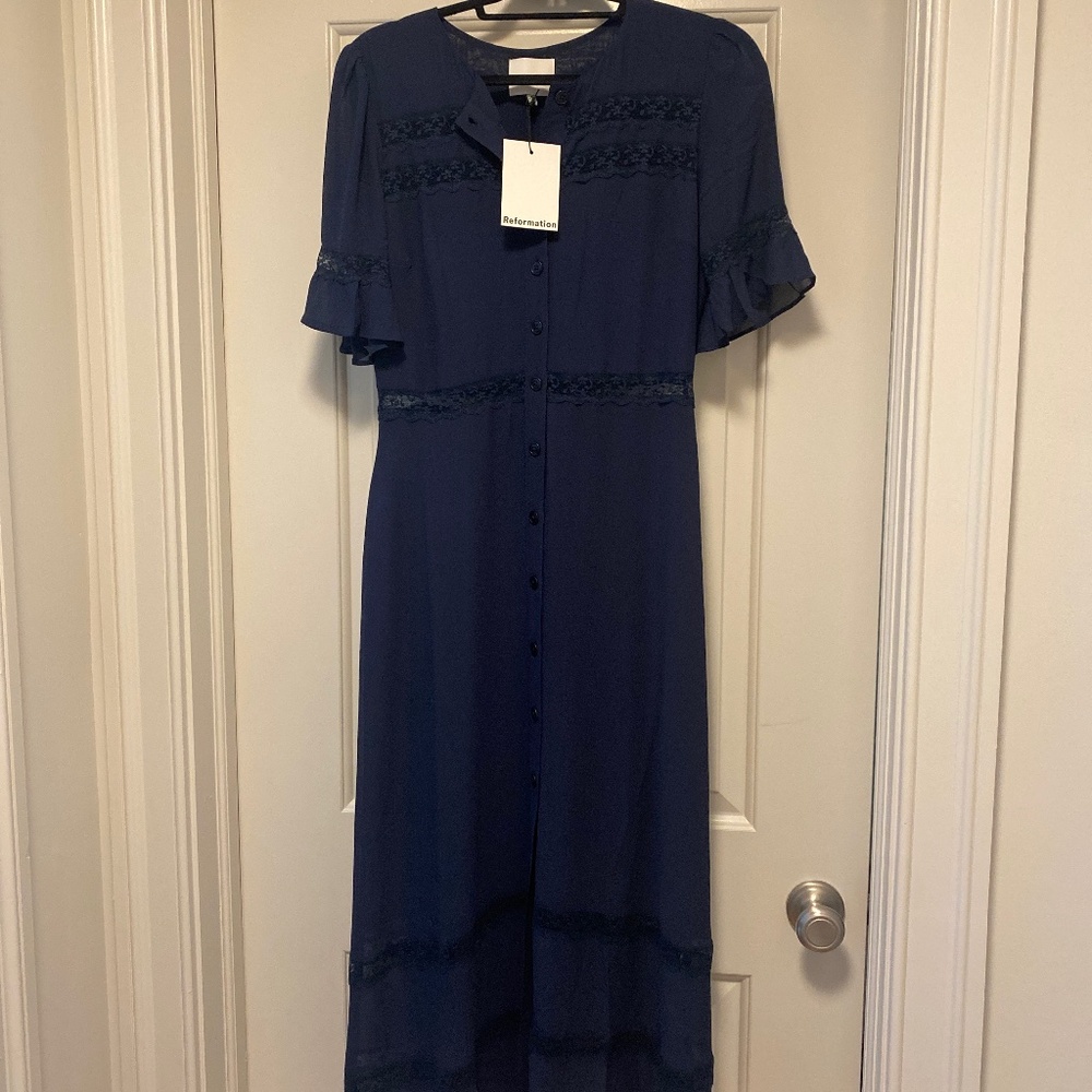 Reformation Woodson Dress Blue - Size 10
